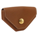 HERMES Revan Cattle Coin Purse Leather Brown Gold Auth 204773M-1