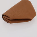 HERMES Revan Cattle Coin Purse Leather Brown Gold Auth 204773M-15