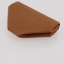 HERMES Revan Cattle Coin Purse Leather Brown Gold Auth 204773M-16