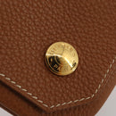 HERMES Revan Cattle Coin Purse Leather Brown Gold Auth 204773M-8