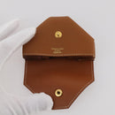 HERMES Revan Cattle Coin Purse Leather Brown Gold Auth 204773M-9