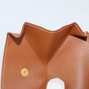 HERMES Revan Cattle Coin Purse Leather Brown Gold Auth 204773M-19