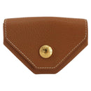 HERMES Revan Cattle Coin Purse Leather Brown Gold Auth 204773M-13