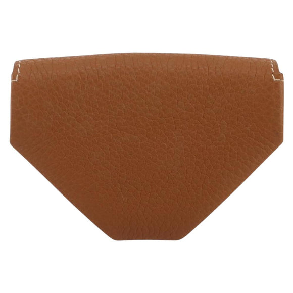 HERMES Revan Cattle Coin Purse Leather Brown Gold Auth 204773M