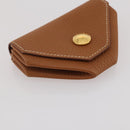 HERMES Revan Cattle Coin Purse Leather Brown Gold Auth 204773M-7
