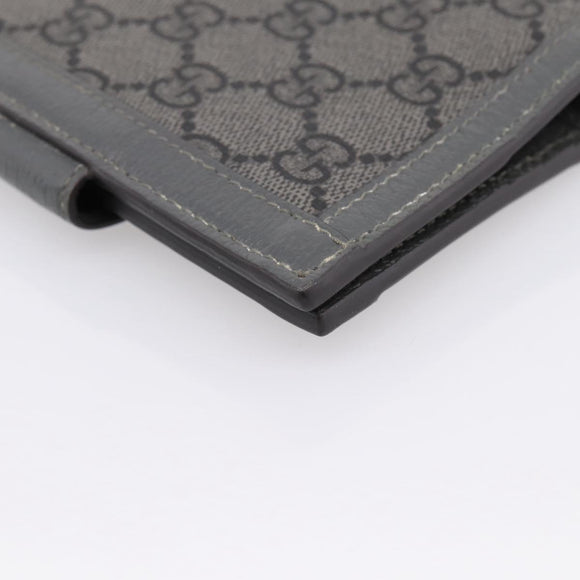 GUCCI GG Supreme Passport Case PVC Gray Silver 732755 Auth 204775M