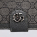 GUCCI GG Supreme Passport Case PVC Gray Silver 732755 Auth 204775M-12
