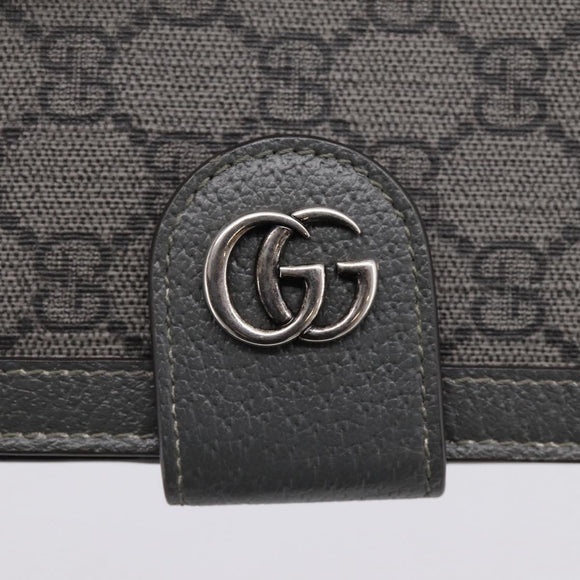 GUCCI GG Supreme Passport Case PVC Gray Silver 732755 Auth 204775M