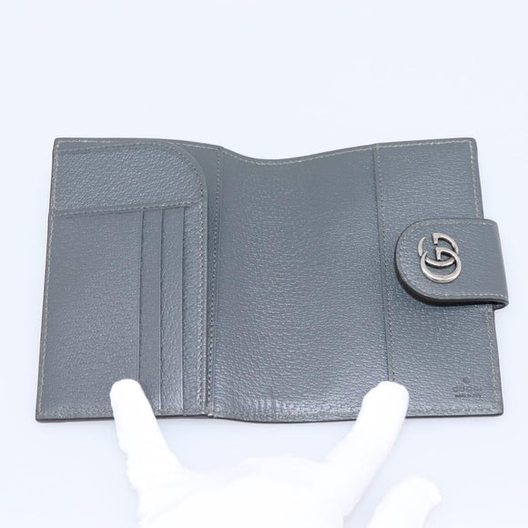 GUCCI GG Supreme Passport Case PVC Gray Silver 732755 Auth 204775M