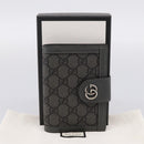 GUCCI GG Supreme Passport Case PVC Gray Silver 732755 Auth 204775M-20