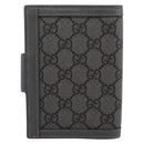 GUCCI GG Supreme Passport Case PVC Gray Silver 732755 Auth 204775M-3