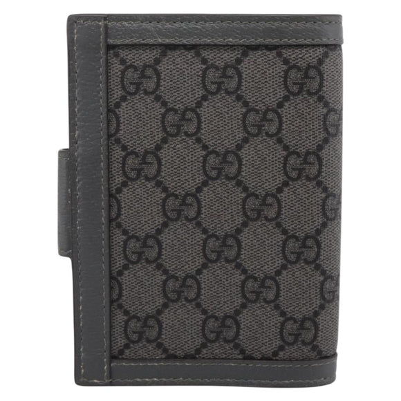 GUCCI GG Supreme Passport Case PVC Gray Silver 732755 Auth 204775M