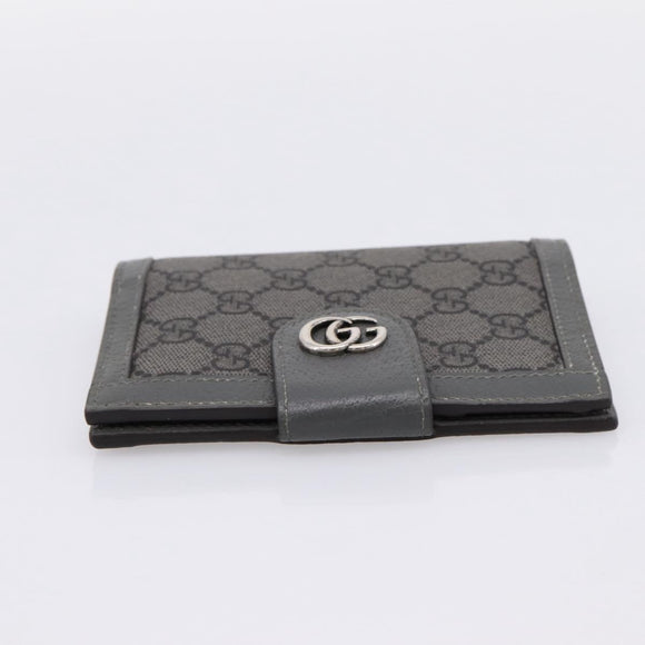 GUCCI GG Supreme Passport Case PVC Gray Silver 732755 Auth 204775M
