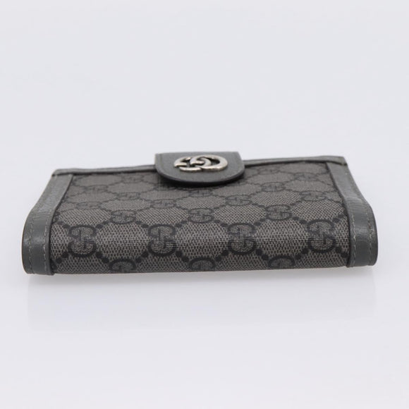 GUCCI GG Supreme Passport Case PVC Gray Silver 732755 Auth 204775M