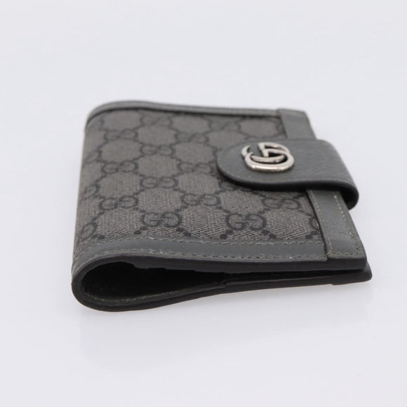 GUCCI GG Supreme Passport Case PVC Gray Silver 732755 Auth 204775M