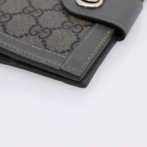 GUCCI GG Supreme Passport Case PVC Gray Silver 732755 Auth 204775M