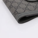 GUCCI GG Supreme Passport Case PVC Gray Silver 732755 Auth 204775M-9