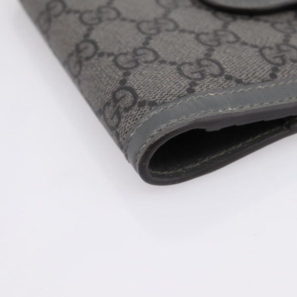 GUCCI GG Supreme Passport Case PVC Gray Silver 732755 Auth 204775M