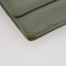 CHANEL Card Case Leather Green Gold CC Auth 204781-14