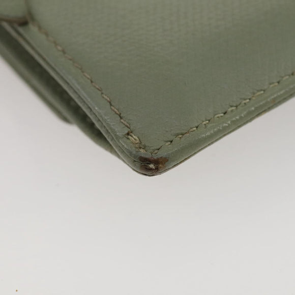CHANEL Card Case Leather Green Gold CC Auth 204781