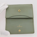 CHANEL Card Case Leather Green Gold CC Auth 204781-9