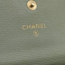 CHANEL Card Case Leather Green Gold CC Auth 204781-19