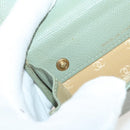 CHANEL Card Case Leather Green Gold CC Auth 204781-20