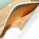CHANEL Card Case Leather Green Gold CC Auth 204781-21