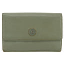 CHANEL Card Case Leather Green Gold CC Auth 204781-13