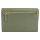 CHANEL Card Case Leather Green Gold CC Auth 204781-3