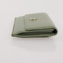 CHANEL Card Case Leather Green Gold CC Auth 204781-4