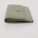 CHANEL Card Case Leather Green Gold CC Auth 204781-5