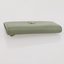 CHANEL Card Case Leather Green Gold CC Auth 204781-6