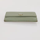 CHANEL Card Case Leather Green Gold CC Auth 204781-7