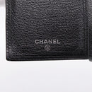 CHANEL Long Wallet Leather Black Silver CC Auth 204783-18
