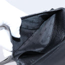 CHANEL Long Wallet Leather Black Silver CC Auth 204783-20