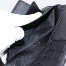 CHANEL Long Wallet Leather Black Silver CC Auth 204783-22