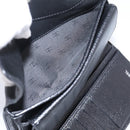 CHANEL Long Wallet Leather Black Silver CC Auth 204783-23