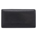 CHANEL Long Wallet Leather Black Silver CC Auth 204783-2
