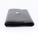 CHANEL Long Wallet Leather Black Silver CC Auth 204783-3