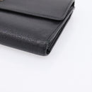 CHANEL Long Wallet Leather Black Silver CC Auth 204783-7