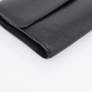 CHANEL Long Wallet Leather Black Silver CC Auth 204783-14