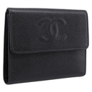 CHANEL Matelasse Wallet Caviar Skin Black Gold CC Auth 204790V-1