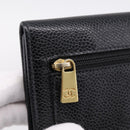 CHANEL Matelasse Wallet Caviar Skin Black Gold CC Auth 204790V-12