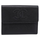 CHANEL Matelasse Wallet Caviar Skin Black Gold CC Auth 204790V-2