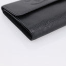 CHANEL Matelasse Wallet Caviar Skin Black Gold CC Auth 204790V-9
