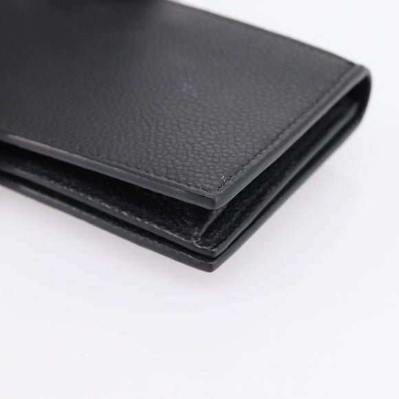 SAINT LAURENT Cassandra Card Case Leather Black Gold Auth 204792M