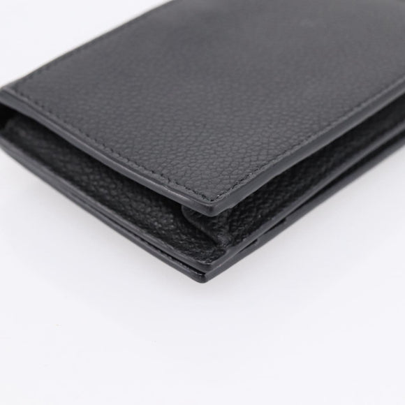 SAINT LAURENT Cassandra Card Case Leather Black Gold Auth 204792M