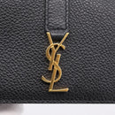 SAINT LAURENT Cassandra Card Case Leather Black Gold Auth 204792M-17