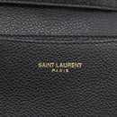 SAINT LAURENT Cassandra Card Case Leather Black Gold Auth 204792M-18